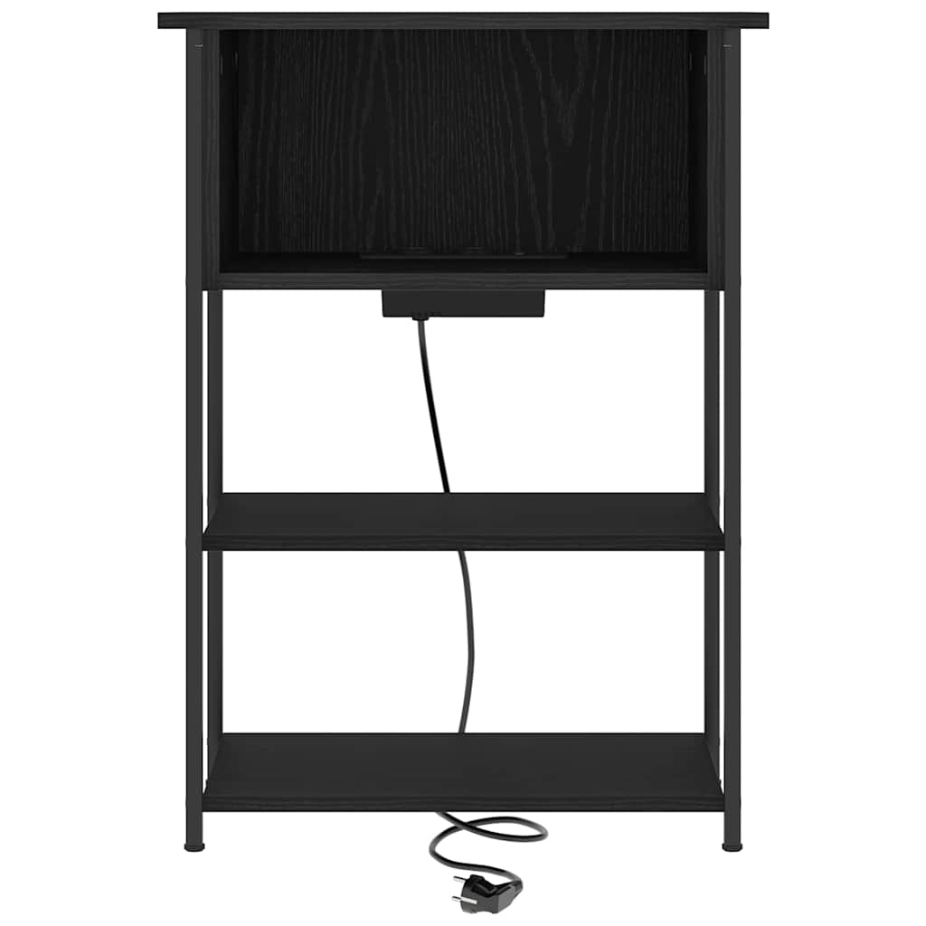 Bedside Cabinet Black oak 38 x 31 x 61 cm Engineered wood